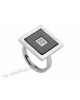 Bvlgari Square Ring in 18KT White Gold with Black Onyx and Pave Diamonds