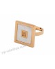 Bvlgari Square Ring in 18KT Pink Gold with Mother of Pearl and Pave Diamonds