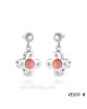 Louis Vuitton flower earrings with red crystal in white