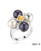Louis Vuitton pearl ring with cut diamonds in white glod