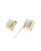 Bvlgari Double Square Earrings in 18kt Yellow Gold with White Ceramic