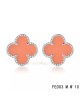 Van Cleef & Arpels Vintage Alhambra Clover Earrings in white gold with Pink Chalcedony