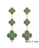 Van Cleef & Arpels Magic Alhambra earclips earrings in pink gold with Malachite