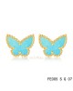 Van Cleef & Arpels Butterflies earrings in yellow gold with Turquoise
