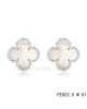 Van Cleef & Arpels Clover earrings in white gold with White mother of pearl