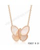 Van cleef & arpels Butterfly pendant in pink gold with white Mother-of-pearl and round diamonds