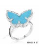 Van Cleef & Arpels Luck Alhambra ring in white gold with turquoise