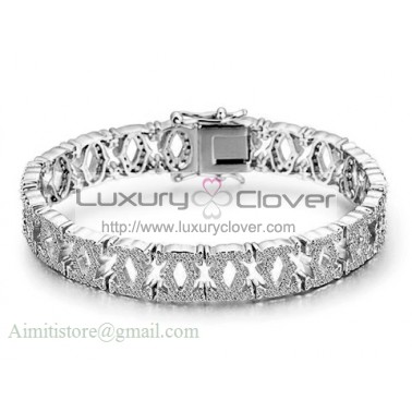 C De Cartier Bracelet in 18kt White Gold with Full Paved Diamonds