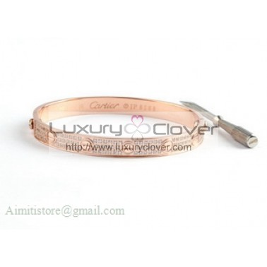 Cartier Pink Gold Love Bracelet With Paved Diamonds+Free Screwdriver