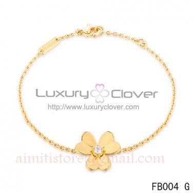 Van Cleef and Arpels Frivole Charm Diamond Bracelet Yellow Gold