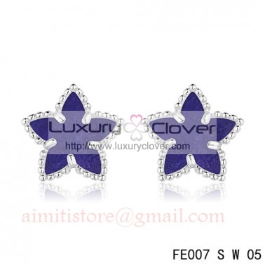 Van Cleef and Arpels White Gold Lucky Alhambra Sapphire Star Earstuds