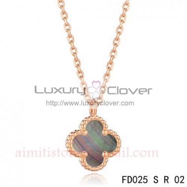 Van Cleef & Arpels Sweet Alhambra Necklace Pink Gold Grey Mother of Pearl