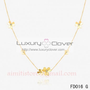 Van Cleef Arpels Yellow Gold Frivole Necklace 9 Flowers