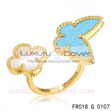 Van Cleef Arpels Lucky Alhambra Between the Finger Yellow Gold Ring Stone Combination