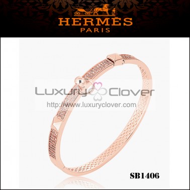 Hermes Collier de Chien PM Bracelet in Pink Gold Set With Diamonds
