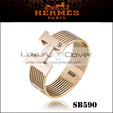 Hermes Clic Clac H Yellow Gold Bracelet Paved Diamonds