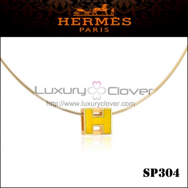 Hermes Cage d'H Yellow Lacquer Pendant Yellow Gold 