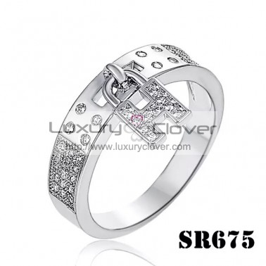 Hermes Clic H Silver Ring Paved Diamonds