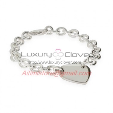 Designer Inspired Sterling Silver Heart ID Bracelet