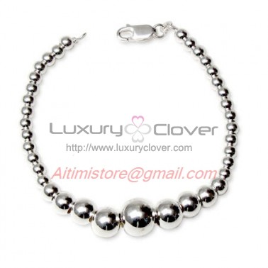 Designer Inspired Sterling Silver Graduated Bead Bracelet