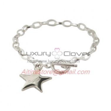 Designer Inspired Sterling Silver Star Charm with Oval Link Bracelet