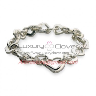 Designer Inspired 925 Silver Heart Link Bracelet