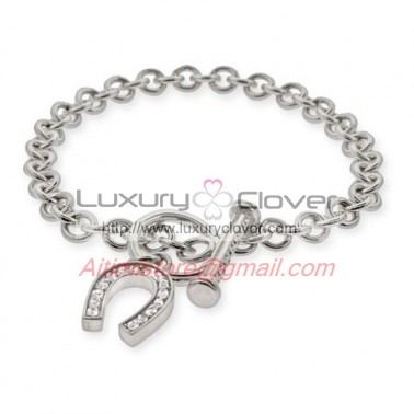 Designer Inspired Sterling Silver Lucky CZ Horseshoe Bracelet