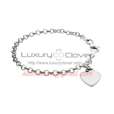 Designer Inspired 925 Silver Engravable Heart Tag Bracelet