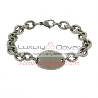 Designer Inspired 925 Silver Oval Tag Bracelet