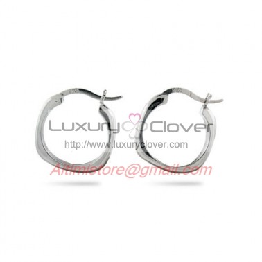 Designer Inspired Cushion Hoop Earrings in Sterling Silver