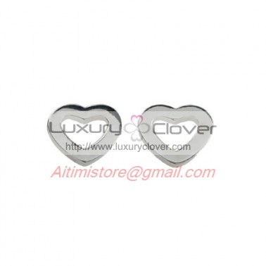Designer Inspired Sterling Silver Heart Link Stud Earrings