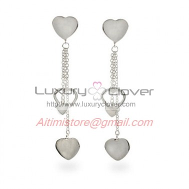 Designer Inspired Cascading Hearts Drop Earrings in Sterling Silver 