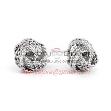 Designer Inspired Knot Mesh Earrings in Sterling Silver