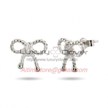 Designer Inspired Twisted Bow Earrings in Sterling Silver