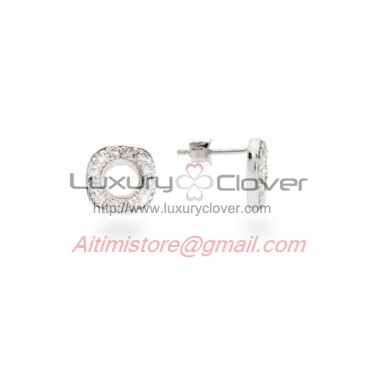 Designer Inspired Cushion Stud Sterling Silver Earrings with Pave CZ Stones