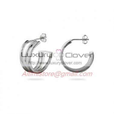 Designer Inspired Sterling Silver Open Diagonal Hoop Earrings