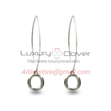 Designer Inspired Sterling Silver Circle Drop O Earrings