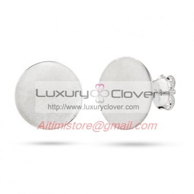 Designer Inspired Sterling Silver Round Tag Stud Earrings