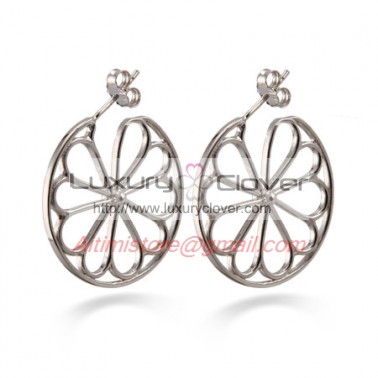 Designer Inspired Flower Pendant Earrings in Sterling Silver