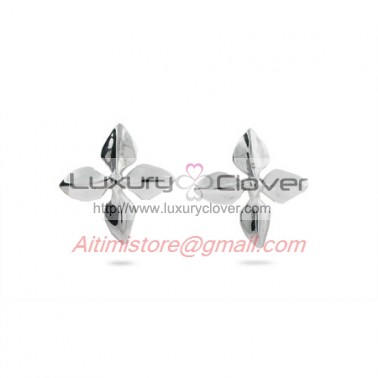 Designer Inspired Sterling Silver Four Leave Stud Earrings