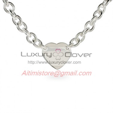 Designer Inspired Sterling Silver Heart ID Necklace