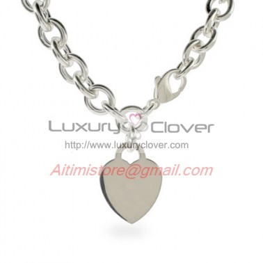 Designer Inspired 925 Sterling Silver Heart Charm ID Necklace