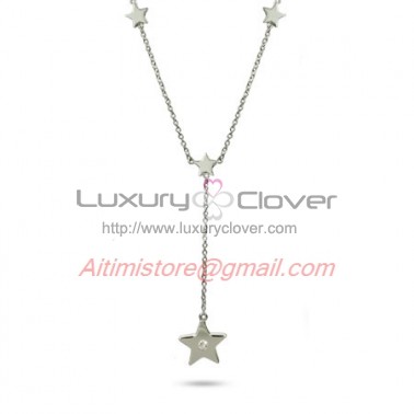 Designer Inspired Sterling Silver Star Drop Necklace
