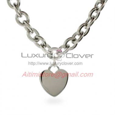 Designer Inspired Sterling Silver Heart Tag Necklace