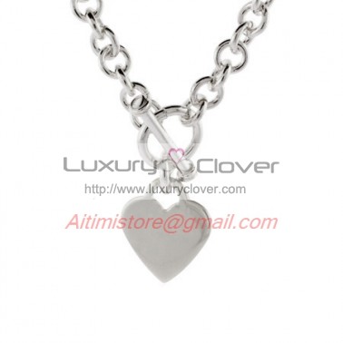 Designer Inspired Sterling Silver Heart Tag Necklace