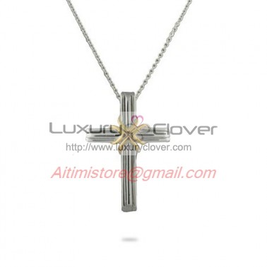 Designer Inspired Sterling Silver Cross Pendant with Gold