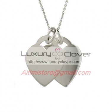 Designer Inspired 925 Sterling Silver Double Heart Pendant