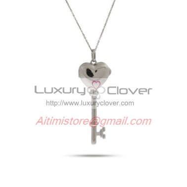 Designer Inspired Sterling Silver Heart Locket Key Pendant