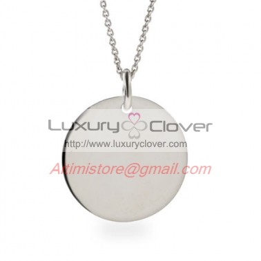 Designer Inspired Sterling Silver Round Tag Pendant