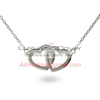 Designer Inspired 925 Sterling Silver Joined Hearts Necklace